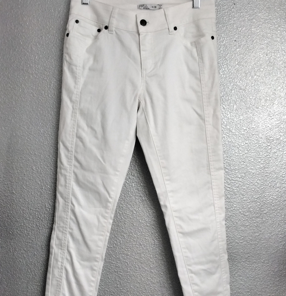 PrAna NWOT Women's Carlotta Crop White Denim Pants   Size 6/28